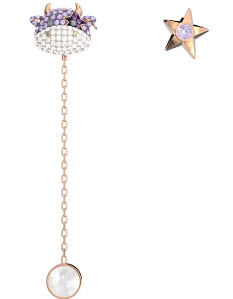 Aretes Swarovski Toro Pavé y Estrella Lila