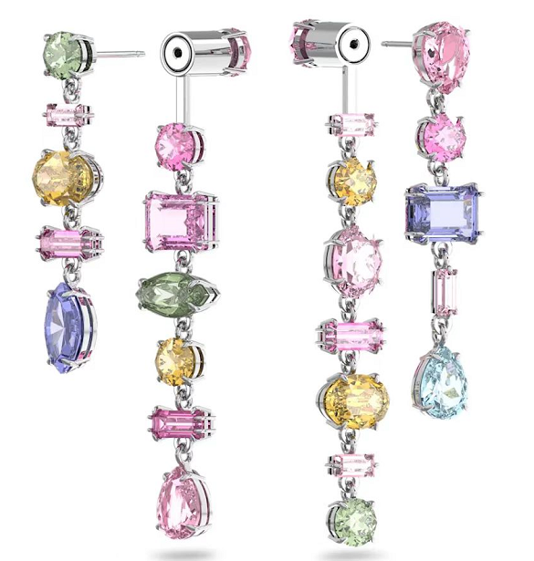 Aretes Swarovski Gema Cascada Multicolor Rodio