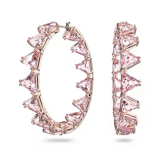 Aretes Swarovski Aro Triángulos Rosa Oro Rosa
