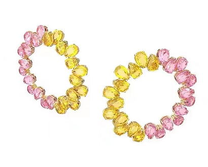 Aretes Swarovski Clúster Óvalos Rosa y Amarillo