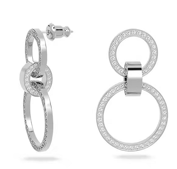 Aretes Swarovski Hyperbola Doble Aro Rodio