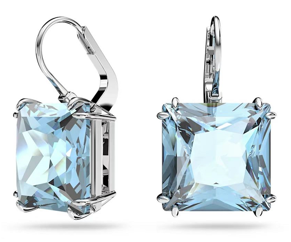 Aretes Swarovski Millenia Cristal Celeste Corte Octagonal