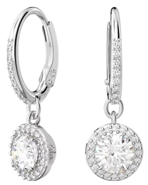 Aretes Swarovski Halo Cristal Redondo Rodio