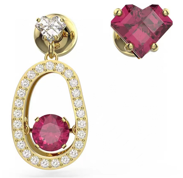 Aretes Swarovski gota óvalo cristal rojo dorado