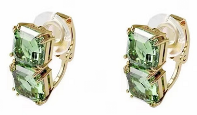 Aretes Swarovski Millenia octagonal verde doble