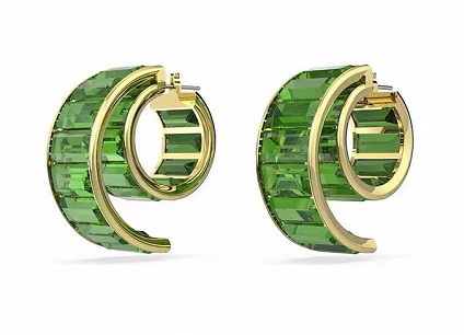 Aretes Swarovski espiral baguette verde