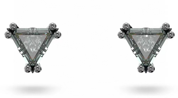 Aretes Swarovski triángulo cristal gris esferas