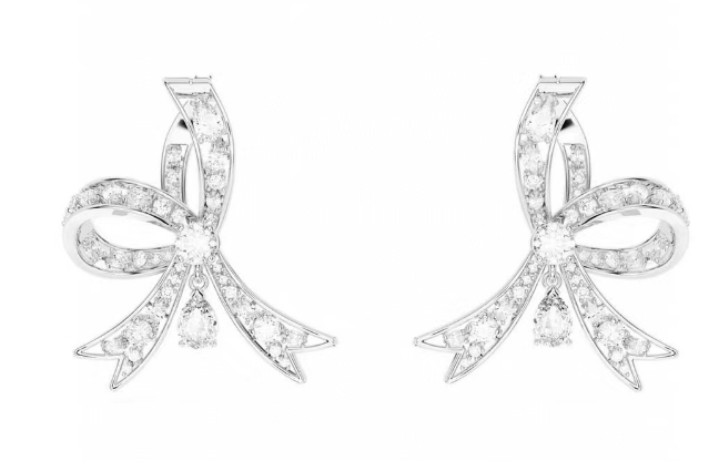 Aretes Swarovski lazo mini cristal pera rodio