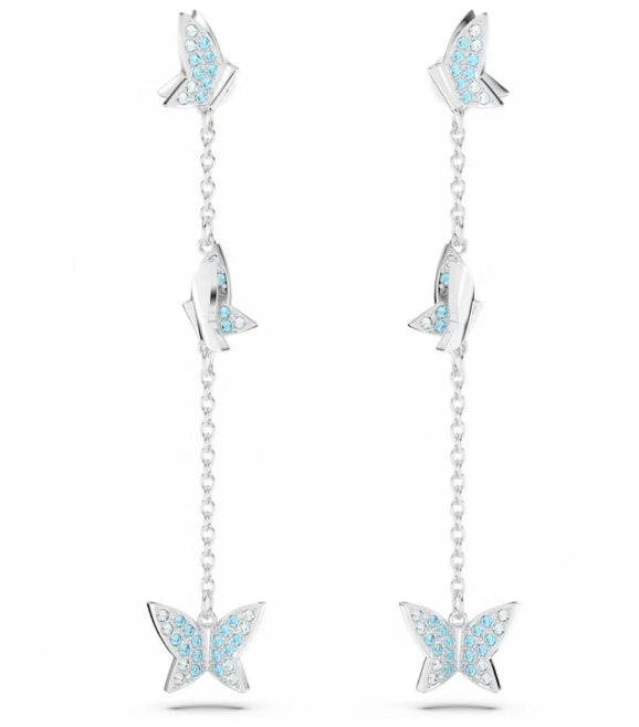 Aretes Swarovski mariposas cascada cristal celeste