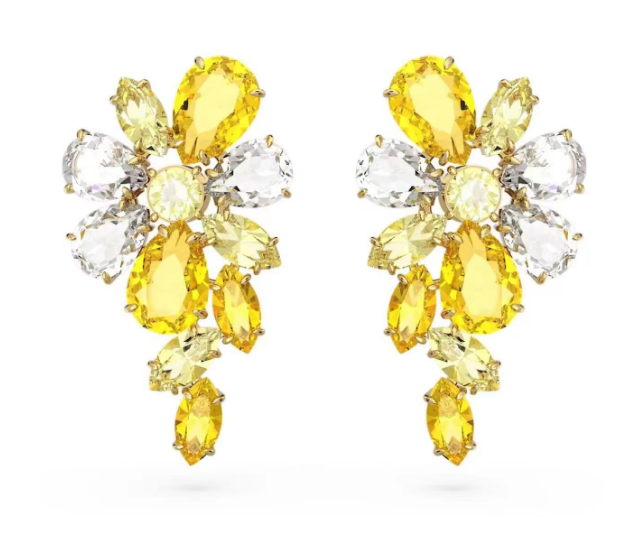 Aretes Swarovski Flor Amarillo y Blanco