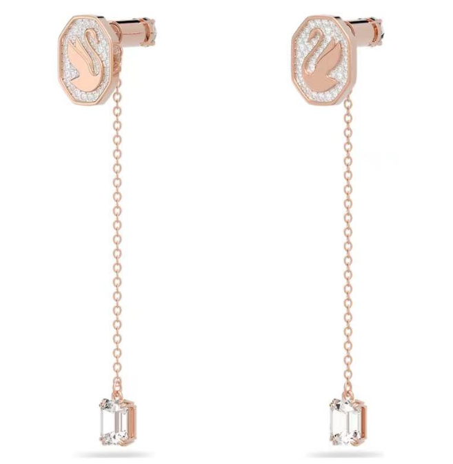 Aretes Swarovski Cisne Icónico Oro Rosa