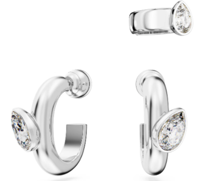 Set Aretes Swarovski Aro Abierto y Cuff Cristal Pera