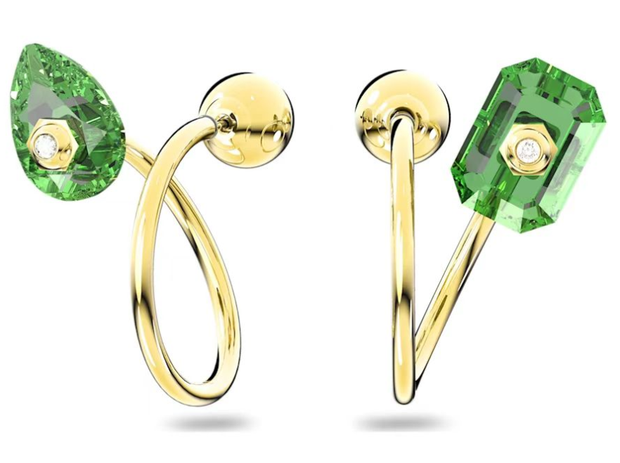 Aretes Swarovski Trepadores Verdes Pera y Octágono