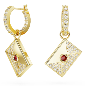 Aretes Swarovski Sobre Pavé Dorado Sello Rojo