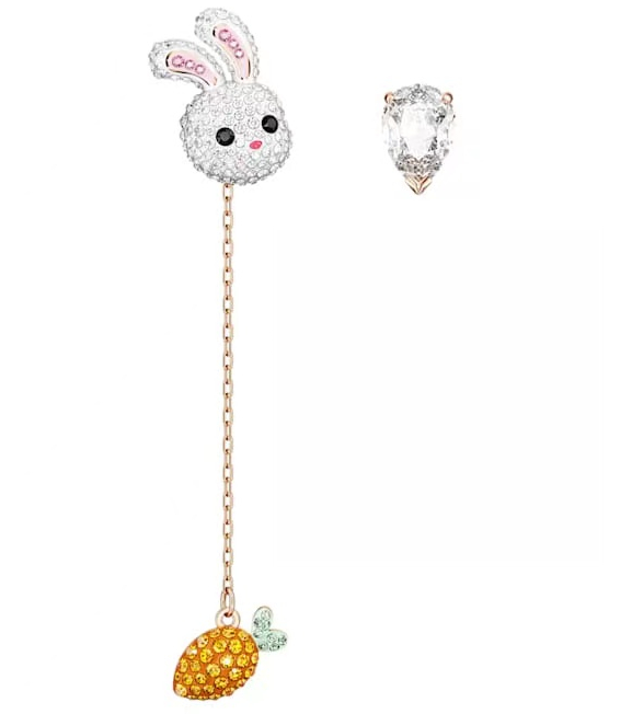Aretes Swarovski Conejo y Zanahoria Oro Rosa