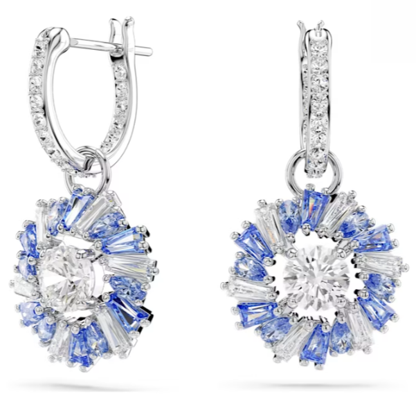 Aretes Swarovski Aro Estrella Cristal Azul