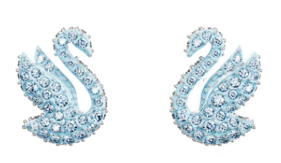 Aretes Swarovski Swan Cisne Celeste Platino