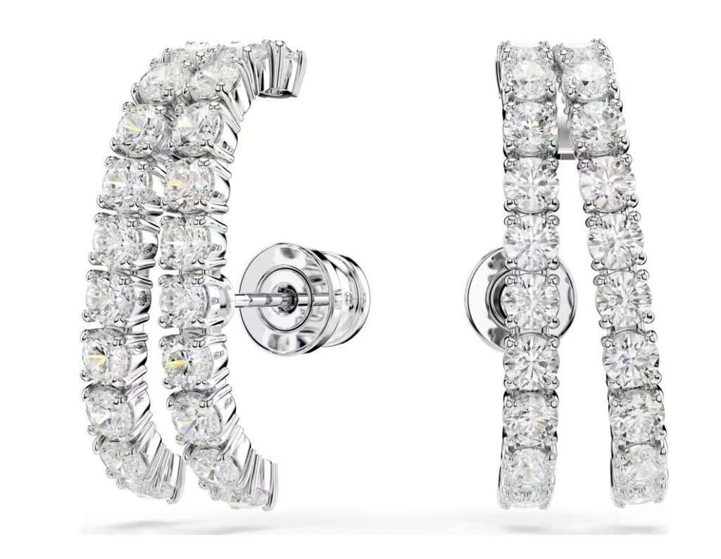 Aretes Swarovski Aro Doble Hilera Tenis
