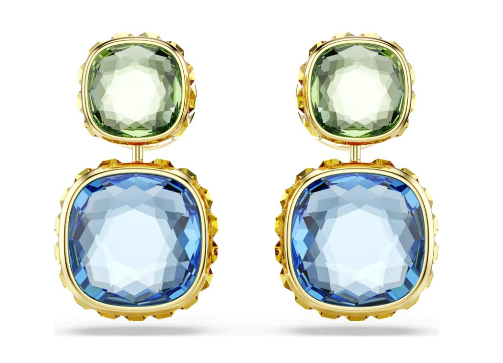 Aretes Swarovski Lucent Verde y Azul