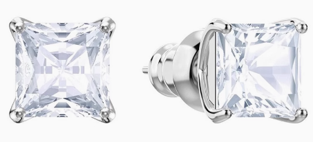 Aretes Swarovski Solitario Cuadrado Blanco