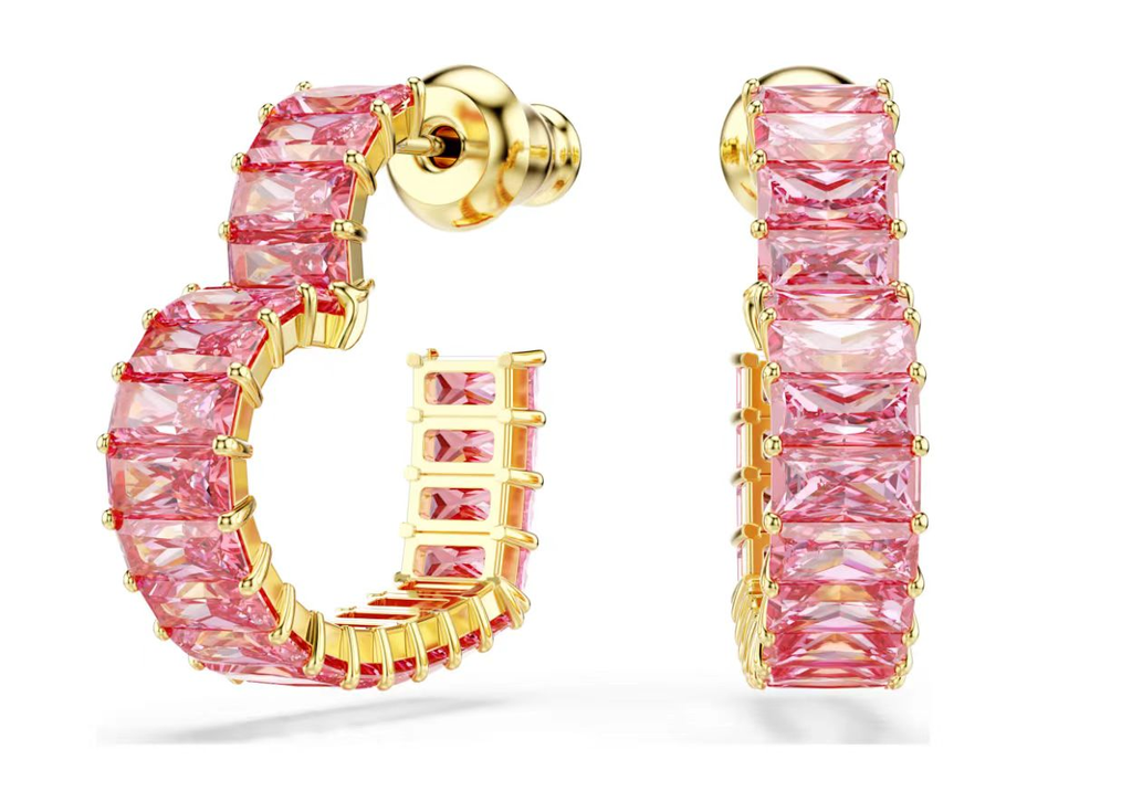 Aretes Swarovski Matrix Baguette Rosa Dorado