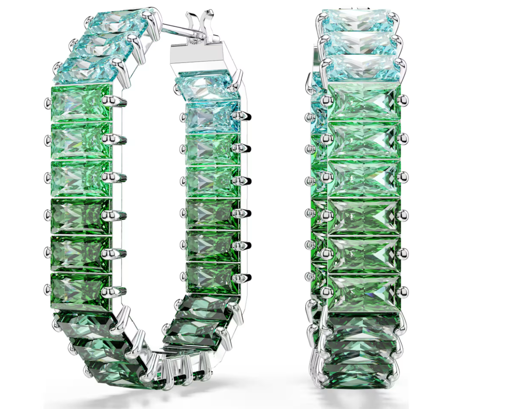 Aretes Swarovski Matrix Baguette Degradado Verde