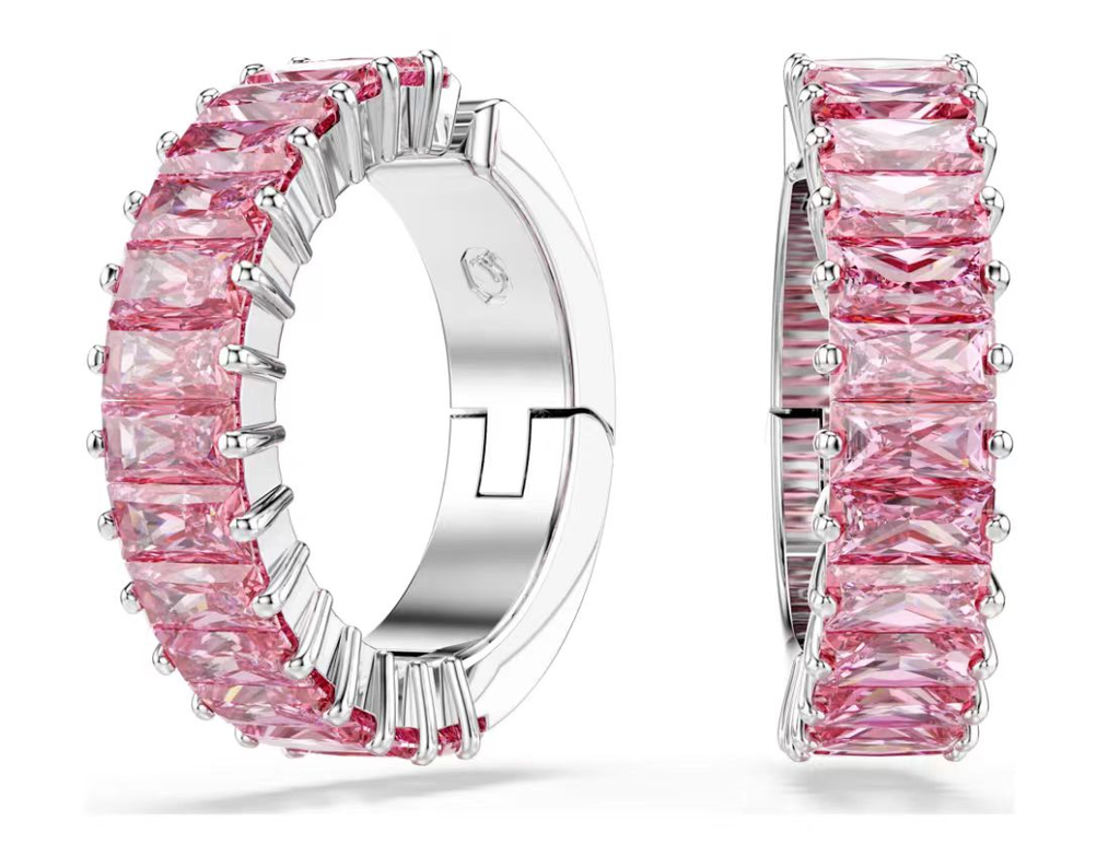 Aretes Swarovski Matrix Baguette Rosa Rodio