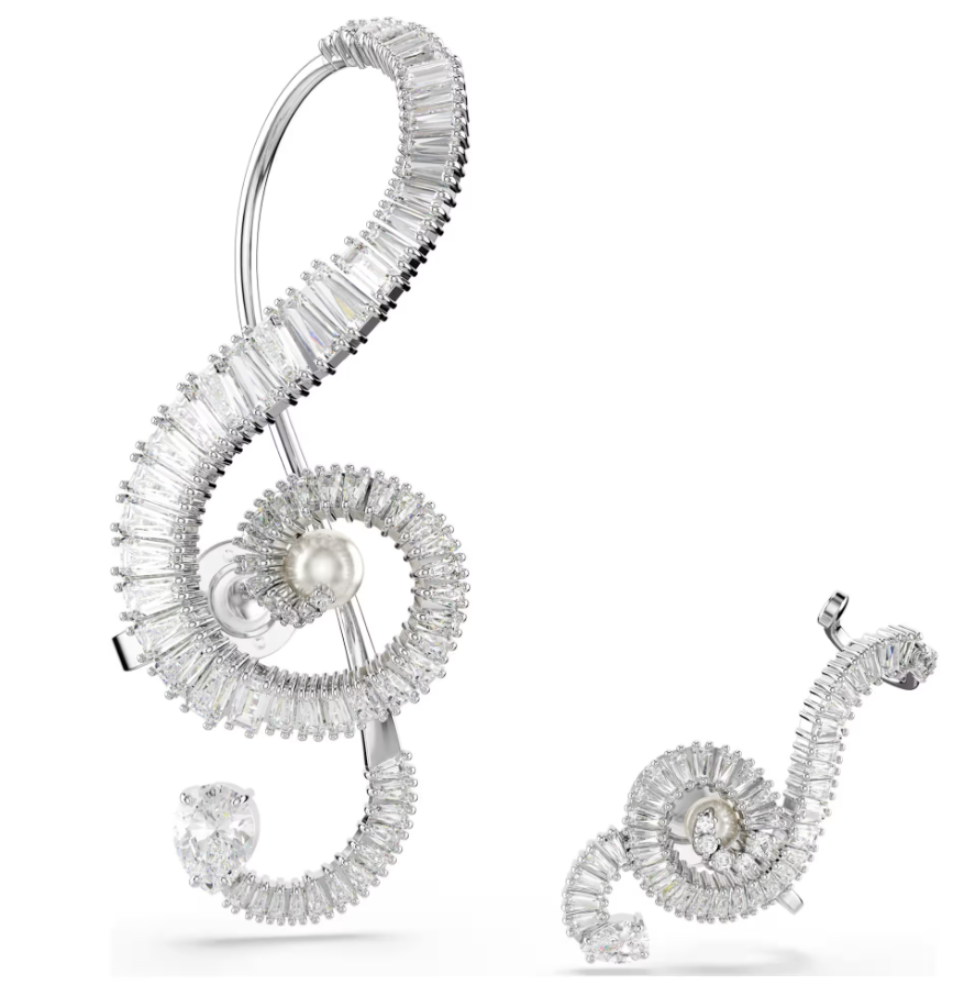 Aretes Swarovski Clave de Sol Blanco y Perla