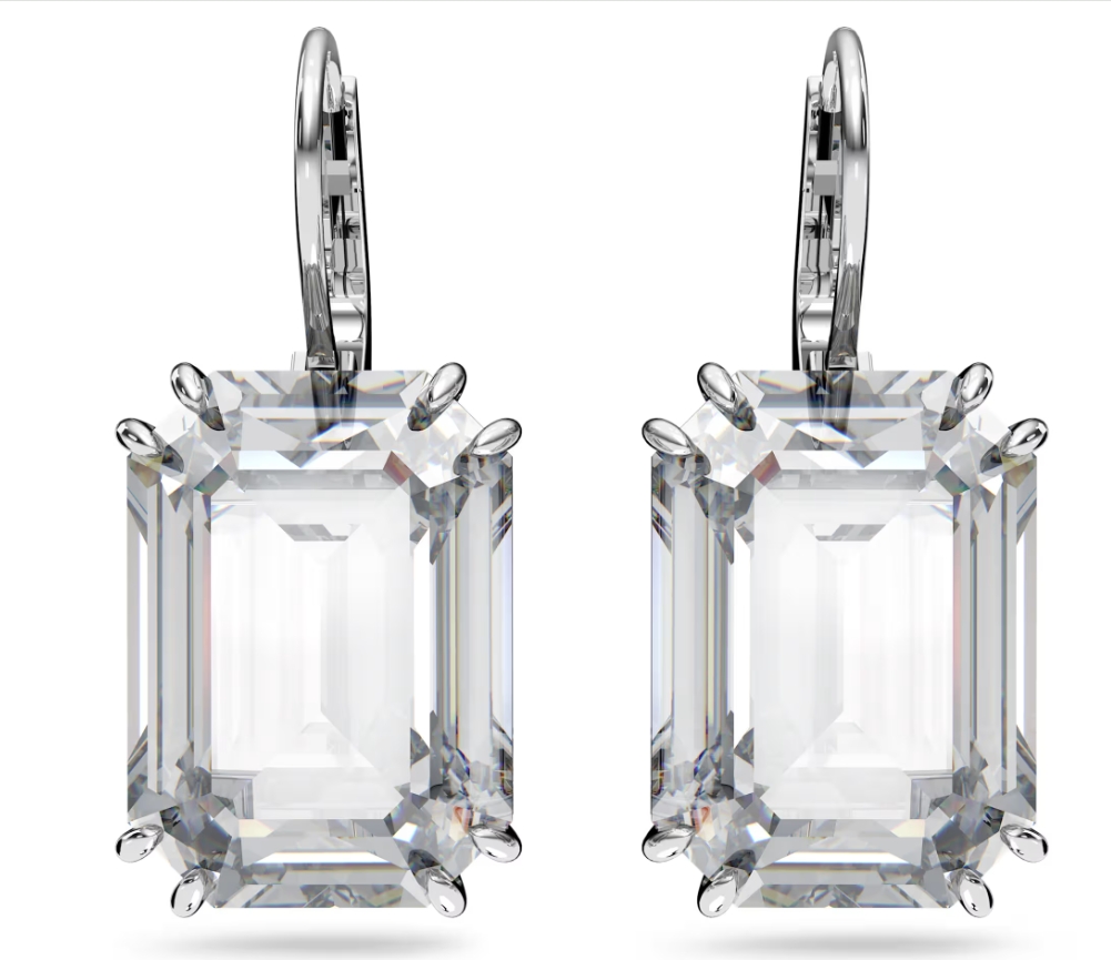Aretes colgantes cristal rectangular corte esmeralda