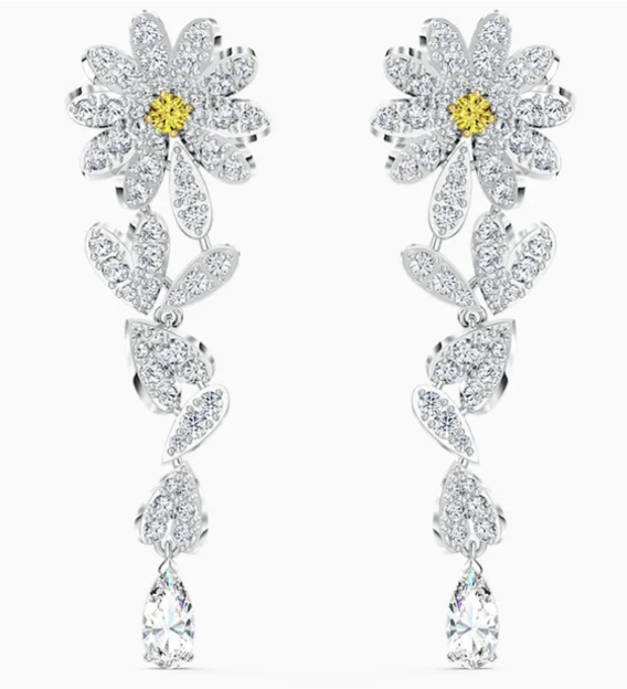 Aretes Swarovski margarita cristal amarillo cascada