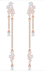 Aretes Swarovski Cascada Cristal Oro Rosa