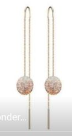 Aretes Cadena Colgante Cristal Champán Redondo