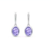 Aretes Ovalados Cristal Morado Baño de Rodio
