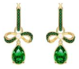 Aretes Swarovski Moño y Gota Verde