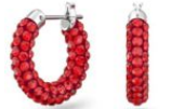 Aretes Aro Pavé Cristales Rojos