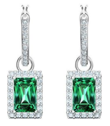 Aretes Swarovski Millenia gota cristal verde halo