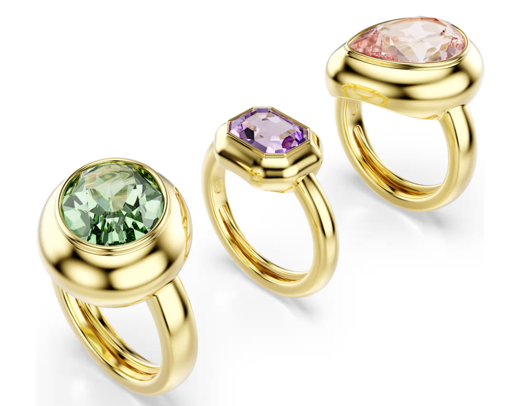 Set de 3 Anillos Swarovski Solitario Multicolor