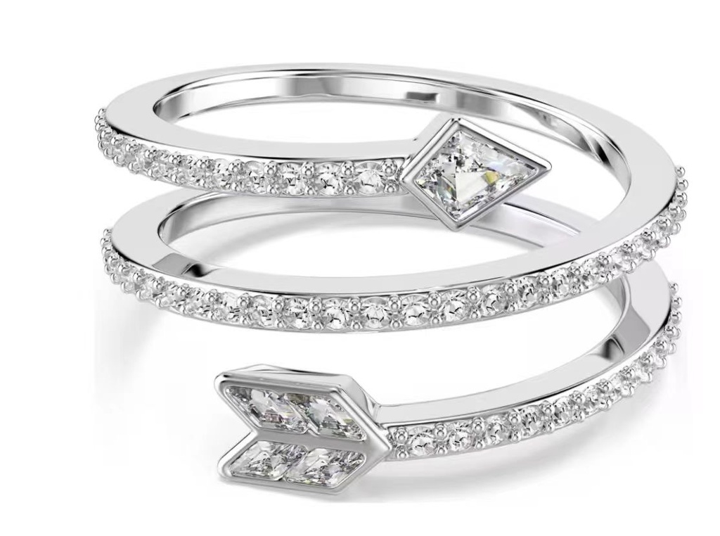 Anillo Swarovski Triple Espiral Flecha Pavé