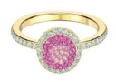 Anillo Swarovski Halo Rosa Circular Dorado