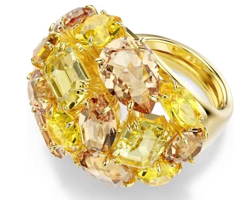 Anillo Swarovski Cúmulo Amarillo y Champán