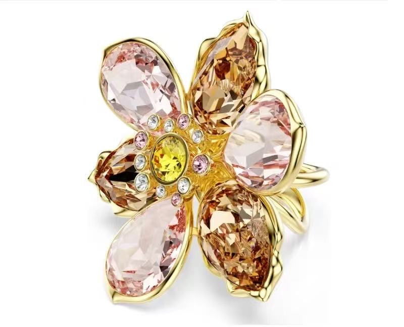 Anillo Swarovski Flor Pétalos Champán