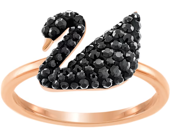 Anillo Swarovski Cisne Pavé Negro Talla #6