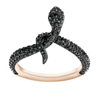 Anillo Swarovski Serpiente Pavé Negro Oro Rosa