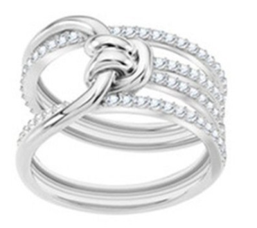 Anillo Swarovski nudo multihilera rodio talla #8