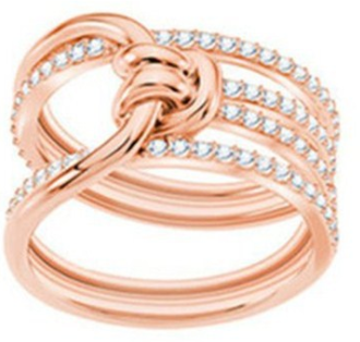 Anillo Swarovski nudo multihilera oro rosa talla #7