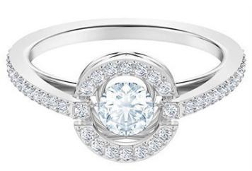 Anillo Swarovski halo cristal blanco rodio talla #6