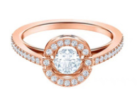 Anillo Swarovski halo cristal blanco oro rosa talla #8