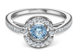Anillo Swarovski halo cristal azul rodio talla #8