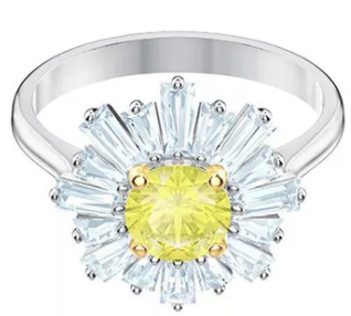Anillo Swarovski sol cristal amarillo rodio talla #7