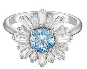 Anillo Swarovski Sol cristal azul talla 7